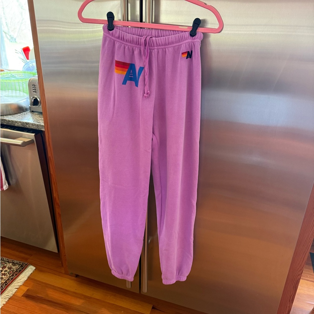 Aviator Nation Purple Sweatpants Cozy Joggers